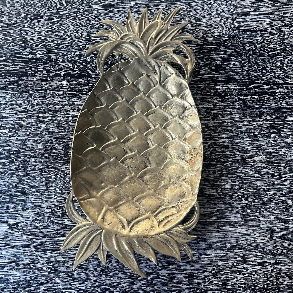 Vintage Brass Pineapple Footed Dish Catchall Decor‎